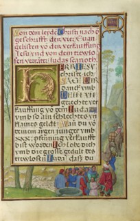 Border with Joseph Being Sold by His Brothers; Simon Bening, Flemish, about 1483 - 1561, Bruges, Belgium; about 1525 - 1530