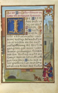 Border with Joab Stabbing Abner; Simon Bening, Flemish, about 1483 - 1561, Bruges, Belgium; about 1525 - 1530; Tempera colors