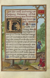 Border with Shimei Throwing Stones at David; Simon Bening, Flemish, about 1483 - 1561, Bruges, Belgium; about 1525 - 1530