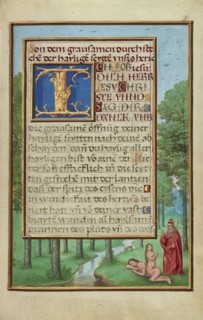 Border with the Creation of Eve; Simon Bening, Flemish, about 1483 - 1561, Bruges, Belgium; about 1525 - 1530; Tempera colors