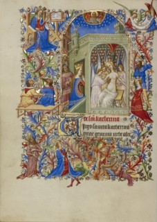 Saint Catherine Tended by the Angels and Visited by the Queen; Spitz Master, French, active about 1415 - 1425, Paris, France