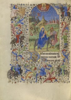 The Flight into Egypt; Spitz Master, French, active about 1415 - 1425, Paris, France; about 1420; Tempera colors, gold, and ink