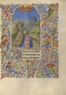 David in Prayer; Spitz Master, French, active about 1415 - 1425, Paris, France; about 1420; Tempera colors, gold, and ink