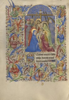 The Deposition; Spitz Master, French, active about 1415 - 1425, Paris, France; about 1420; Tempera colors, gold, and ink