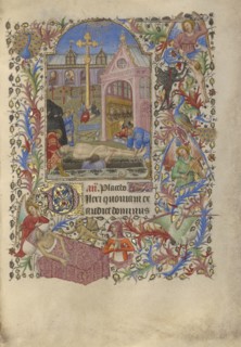 A Burial; Spitz Master, French, active about 1415 - 1425, Paris, France; about 1420; Tempera colors, gold, and ink on parchment