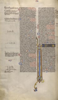 Decorated Initial I; Sens, or, France; about 1170 - 1180; Tempera colors, gold leaf, and ink on parchment; Leaf: 44.3 x 29.1 cm