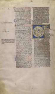 Inhabited Initial Q; Sens, or, France; about 1170 - 1180; Tempera colors, gold leaf, and ink on parchment; Leaf: 44.3 x 29.1 cm