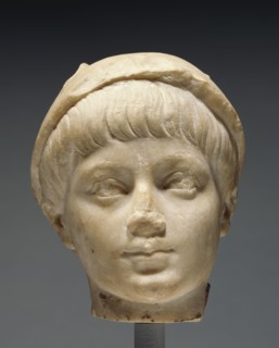 Portrait Head of a Boy as Mercury; Roman Empire; second half of 2nd century; Marble; 16 cm 6 5,16 in