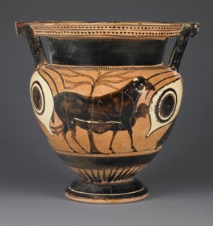 Mixing Vessel with Odysseus Escaping from the Cyclops's Cave; Athens, Greece; second half of 6th century B.C; Terracotta