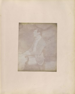 Profile portrait of a Seated Man in Feathered Cap; British, active India about 1843; India; 1843 - 1845; Salted paper print