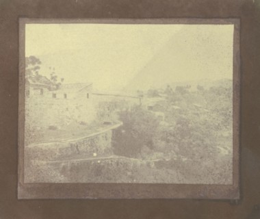 View of a Hillside Building and Valley Beneath, India; British, active India about 1843; India; 1843 - 1845; Salted paper print