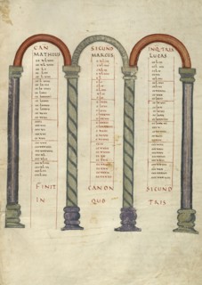 Canon Table Page; Lorsch, Germany; about 826 - 838; Tempera colors on parchment; Leaf: 31.6 x 24 cm, 12 7,16 x 9 7,16 in