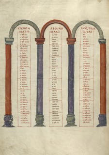 Canon Table Page; Lorsch, Germany; about 826 - 838; Tempera colors on parchment; Leaf: 31.6 x 24 cm, 12 7,16 x 9 7,16 in