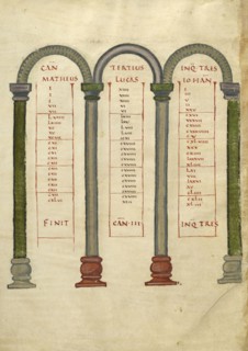 Canon Table Page; Lorsch, Germany; about 826 - 838; Tempera colors on parchment; Leaf: 31.6 x 24 cm, 12 7,16 x 9 7,16 in