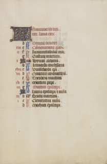 Calendar Page; Bruges, illuminated, Belgium; 1450s; Tempera colors, gold leaf, gold paint, and ink on parchment; Leaf: 26.4