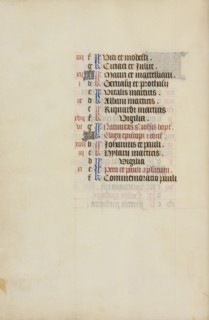 Calendar Page; Bruges, illuminated, Belgium; 1450s; Tempera colors, gold leaf, gold paint, and ink on parchment; Leaf: 26.4