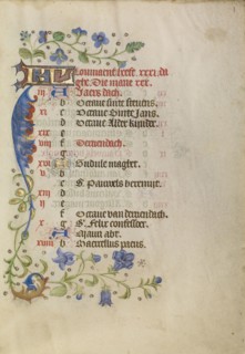 Calendar Page; Brabant, possibly, Flanders, Belgium; after 1460; Tempera colors, gold leaf, and ink on parchment