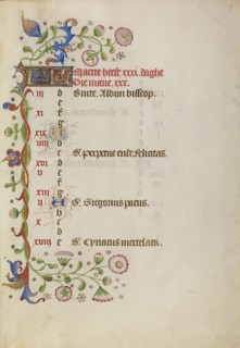 Calendar Page; Brabant, possibly, Flanders, Belgium; after 1460; Tempera colors, gold leaf, and ink on parchment