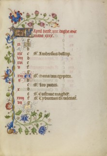 Calendar Page; Brabant, possibly, Flanders, Belgium; after 1460; Tempera colors, gold leaf, and ink on parchment