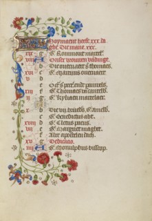 Calendar Page; Brabant, possibly, Flanders, Belgium; after 1460; Tempera colors, gold leaf, and ink on parchment