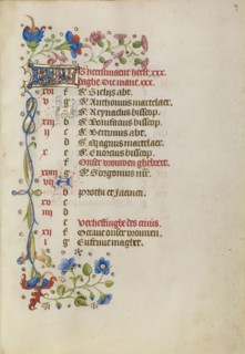 Calendar Page; Brabant, possibly, Flanders, Belgium; after 1460; Tempera colors, gold leaf, and ink on parchment