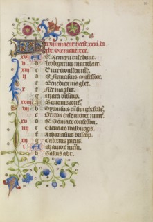 Calendar Page; Brabant, possibly, Flanders, Belgium; after 1460; Tempera colors, gold leaf, and ink on parchment