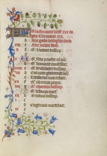 Calendar Page; Brabant, possibly, Flanders, Belgium; after 1460; Tempera colors, gold leaf, and ink on parchment