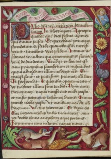 Decorated Text Page; Strasbourg, France; early 16th century; Tempera colors on parchment; Leaf: 13.5 x 10.5 cm