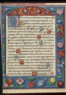 Decorated Text Page; Strasbourg, France; early 16th century; Tempera colors on parchment; Leaf: 13.5 x 10.5 cm