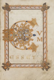 Decorated Initial C; or Reichenau, Germany; late 10th century; Tempera colors, gold paint, silver paint, and ink on parchment