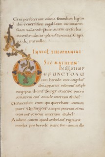 Decorated Initial D; Saint Gall, Switzerland; late 10th century; Tempera colors, gold paint, silver paint, and ink on parchment