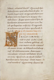 Decorated Initial N; Saint Gall, Switzerland; late 10th century; Tempera colors, gold paint, silver paint, and ink on parchment