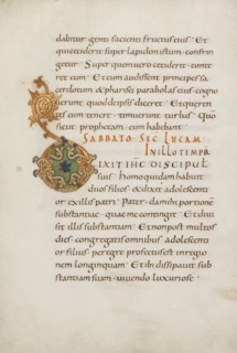 Decorated Initial D; or Reichenau, Germany; late 10th century; Tempera colors, gold paint, silver paint, and ink on parchment