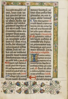 Decorated Text Page; Westphalia, Germany; about 1500 - 1505; Tempera colors, gold paint, and ink on parchment; Leaf: 38.7 x 27.9