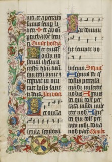 Decorated Text Page; Westphalia, Germany; about 1500 - 1505; Tempera colors, gold paint, and ink on parchment; Leaf: 38.7 x 27.9