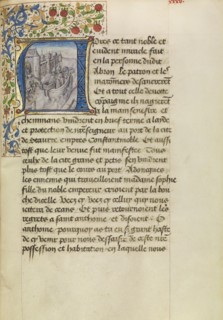 Initial A: Arrival of Ships in Constantinople; Master of the Brussels Romuléon or workshop, Flemish, active about 1465