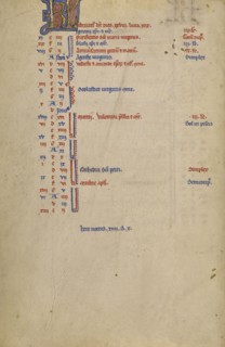 Calendar Page; Lyon, France; begun after 1234 - completed before 1262; Tempera colors and gold leaf on parchment