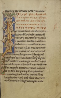 Decorated Initial I; Tournai, probably, Belgium; about 1140 - 1150; Tempera colors, gold paint, and ink on parchment