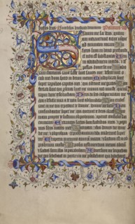 Decorated Initial S; London, England; 1420 - 1430; Tempera colors, gold leaf, gold paint, and ink on parchment