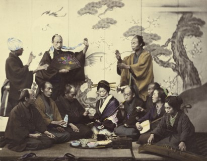 A Social Meal; Felice Beato, 1832 - 1909, Japan; 1866 - 1867; Hand-colored Albumen silver print