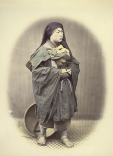 Mendicant Nun; Felice Beato, 1832 - 1909, Japan; 1866 - 1867; Hand-colored Albumen silver print
