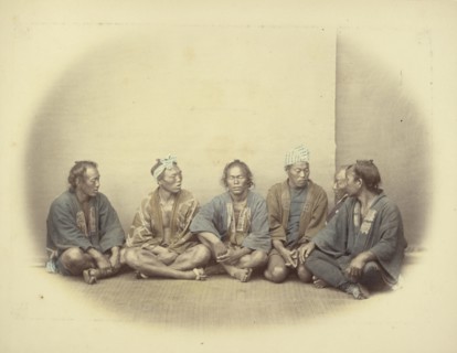 Coolies -, Group, Felice Beato, 1832 - 1909, Japan; 1866 - 1867; Hand-colored Albumen silver print