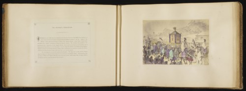 The Mikado's Procession; Felice Beato, 1832 - 1909, Japan; 1868; Hand-colored Albumen silver print