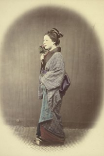 A Young Lady Coming from the Bath; Felice Beato, 1832 - 1909, Japan; 1866 - 1867; Hand-colored Albumen