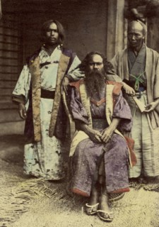 Aino sic Chiefs; Felice Beato, 1832 - 1909, Japan; 1866 - 1867; Hand-colored Albumen silver print