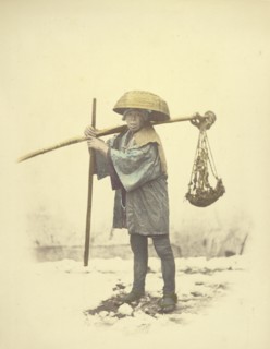 Coolie; Felice Beato, 1832 - 1909, Japan; 1866 - 1867; Hand-colored Albumen silver print