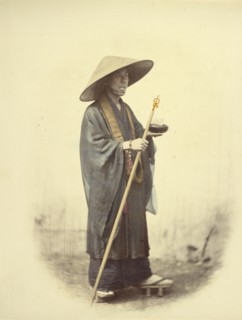 Priest with Pastoral Staff; Felice Beato, 1832 - 1909, Japan; 1866 - 1867; Hand-colored Albumen silver