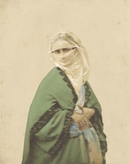 A Turkish Woman in Outdoor Dress; James Robertson, English, 1813 - 1888, Crimea; about 1855; Hand-colored salted paper print