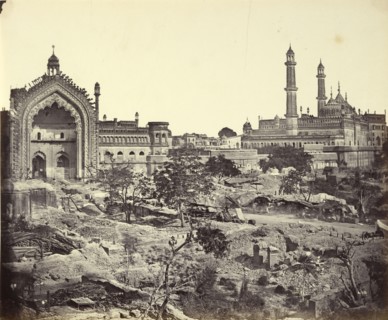 Rumi Darwaza and The Imambara; Felice Beato, 1832 - 1909, Henry Hering, 1814 - 1893, India; 1858