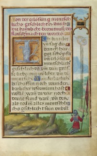 Border with a Scene from the Life of Gideon; Simon Bening, Flemish, about 1483 - 1561, Bruges, Belgium; about 1525 - 1530